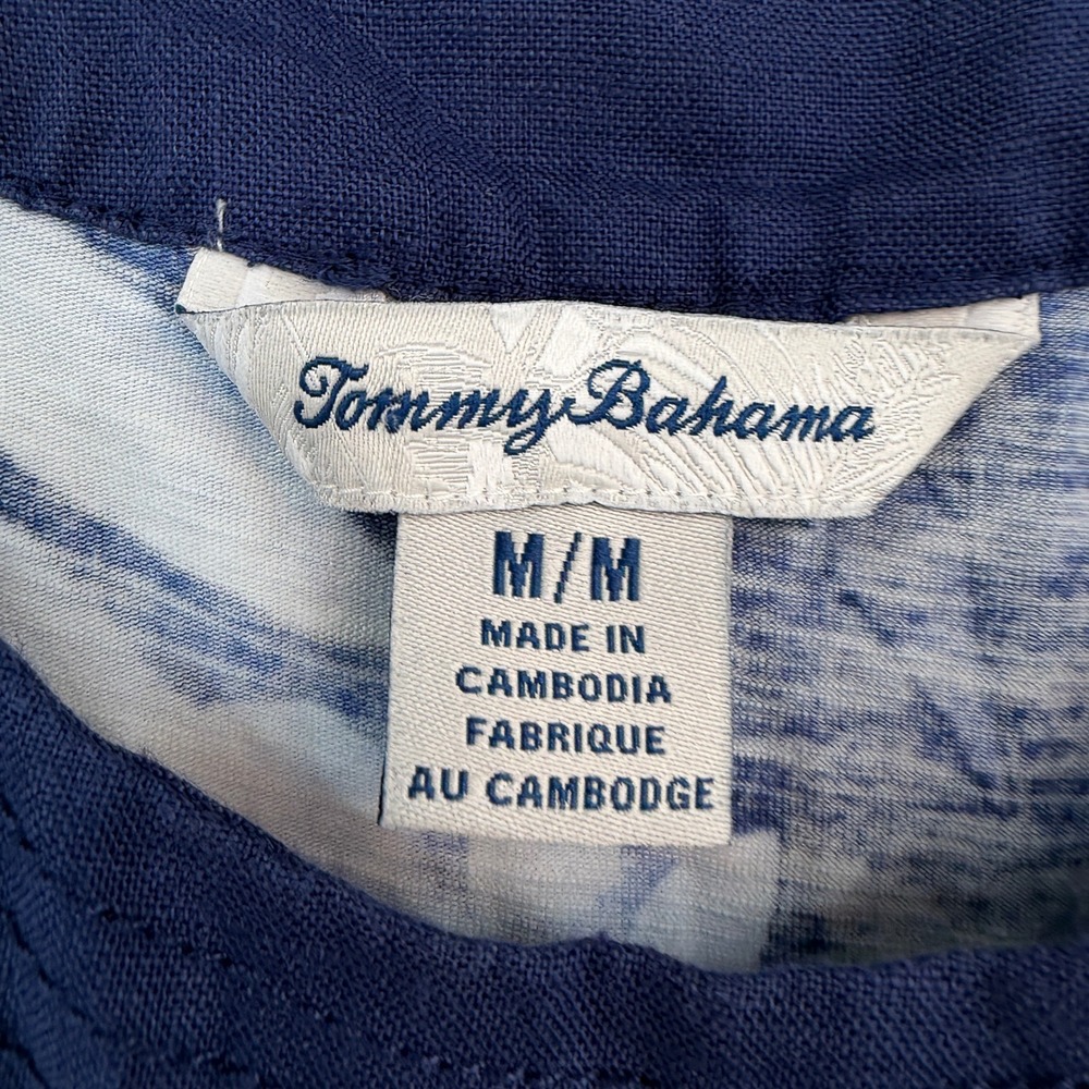 Tommy Bahama Blue Tropical Leaf Print Sleeveless Ruffle Hem Dress Medium Coastal - Picture 4 of 9